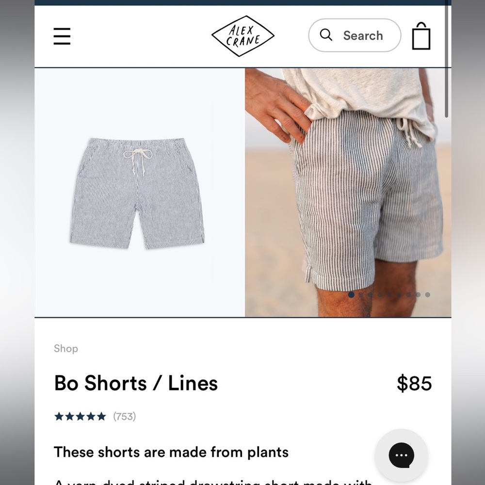 Men’s Alex Crane Striped Linen Shorts size L